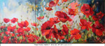 Poppy Passion, Triptych-2, Oil on Canvas